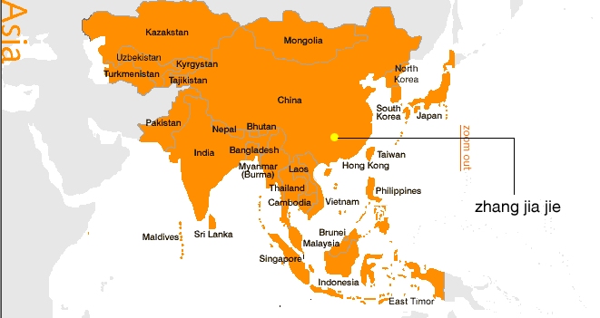 Where is Zhangjiajie in China?