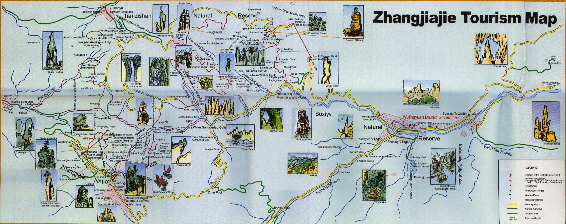 Zhangjiajie core scenic area map