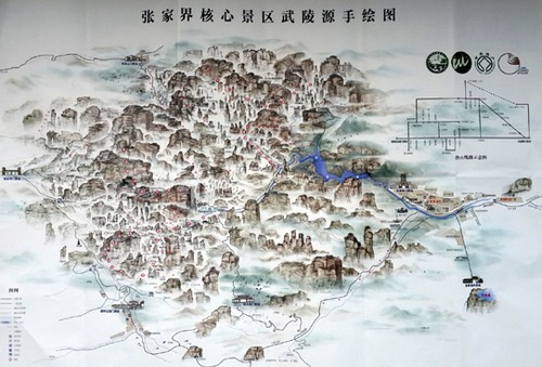 New Zhangjiajie Wulingyuan Hand-drawn Map Shows to the Public