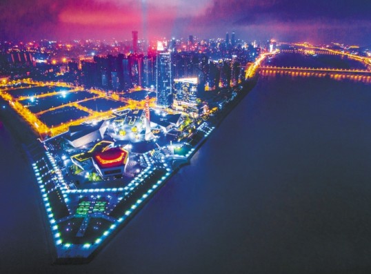A Spectacular Night View of Xiangjiang River Bank Expected