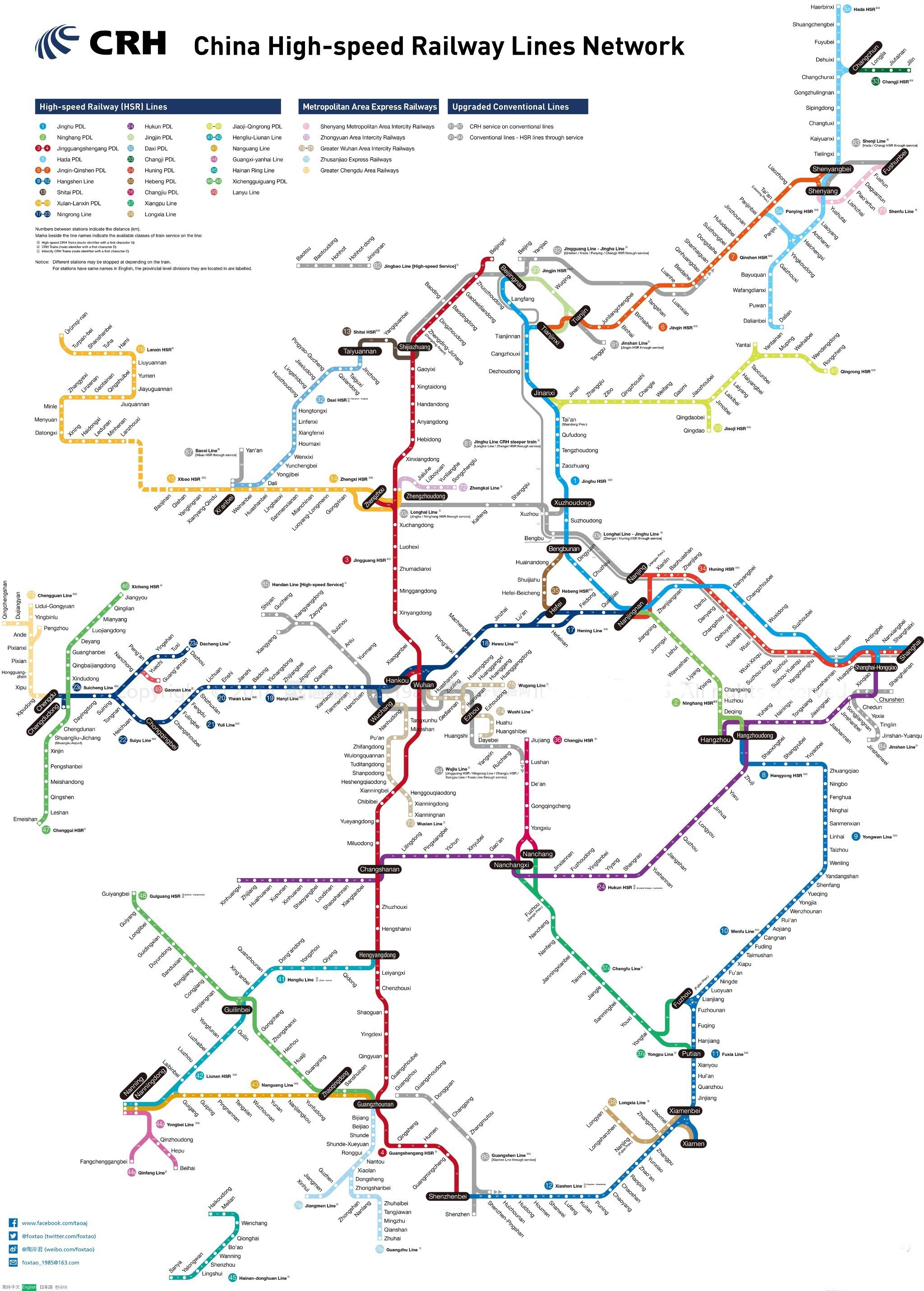 China High-rail Train Travel Map-Multilingual Versions