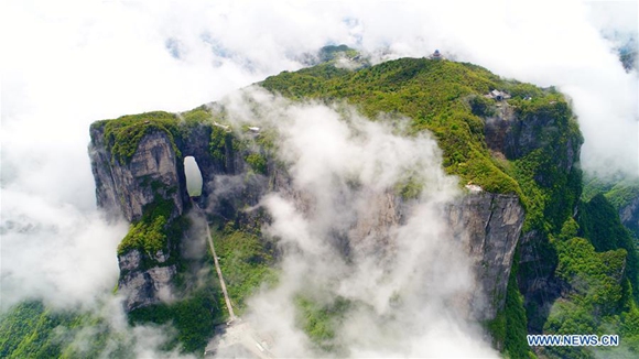 Aerial view of Tianmenshan scenic area in Zhangjiajie