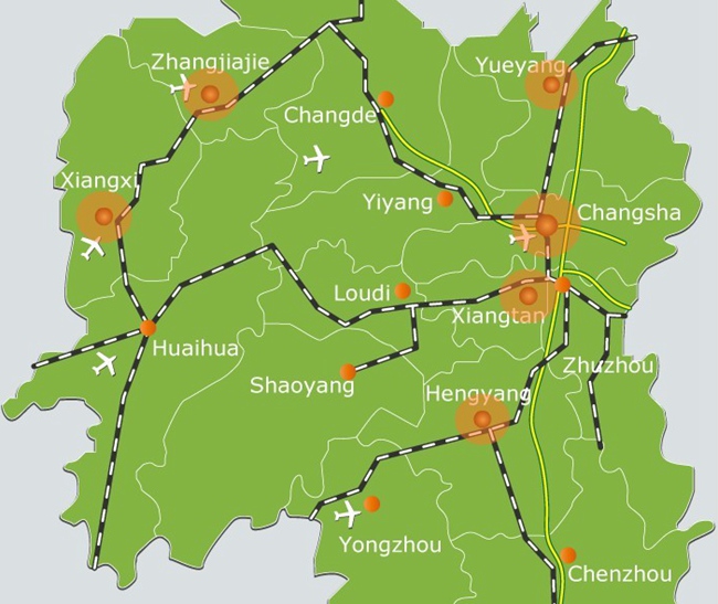Hunan Province Tourism Map Overview