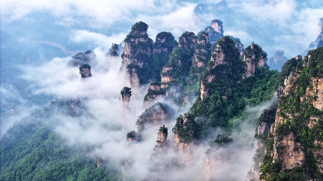 Mist transforms Zhangjiajie into Avatar-like wonderland